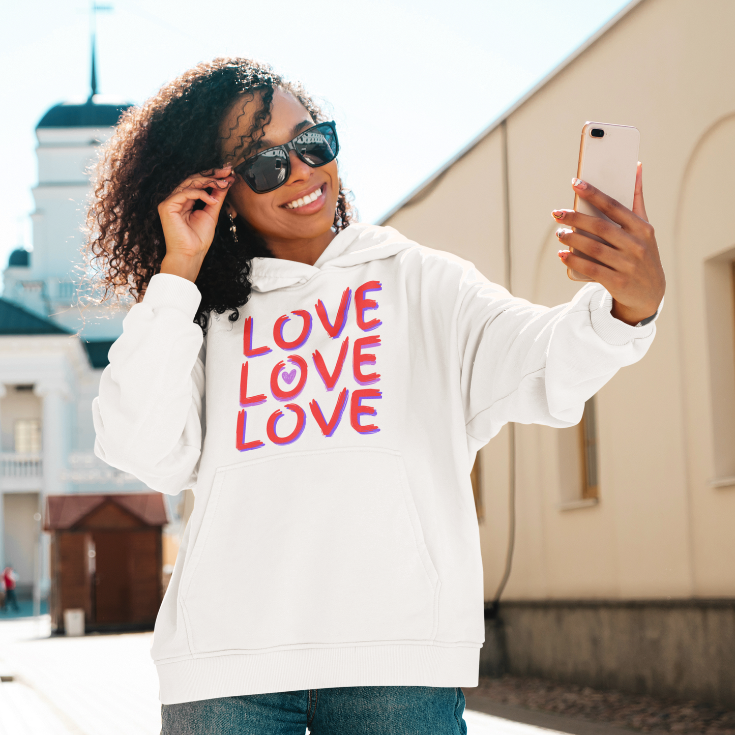 Feel the Love and Stay Cozy: Women's LOVE LOVE LOVE Premium Hoodie