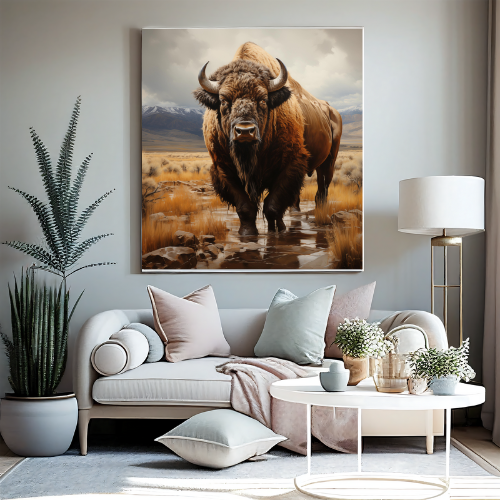 Elegant American West Bison Canvas Art - Sophisticated Nature-Inspired Decor