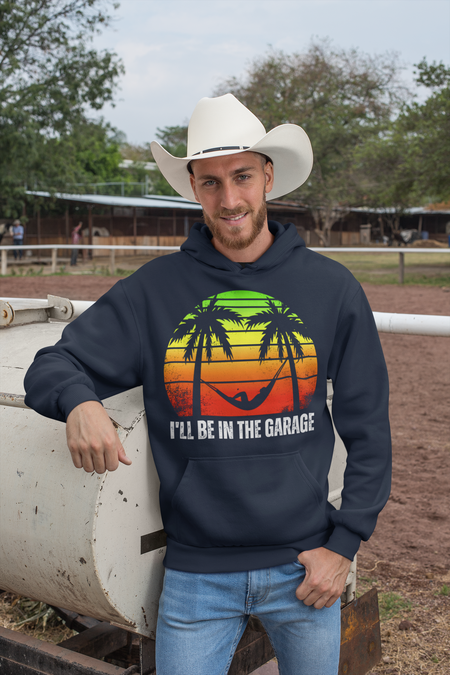 I'LL BE IN THE GARAGE Men's Premium Hoodie - Relaxed Handyman Style