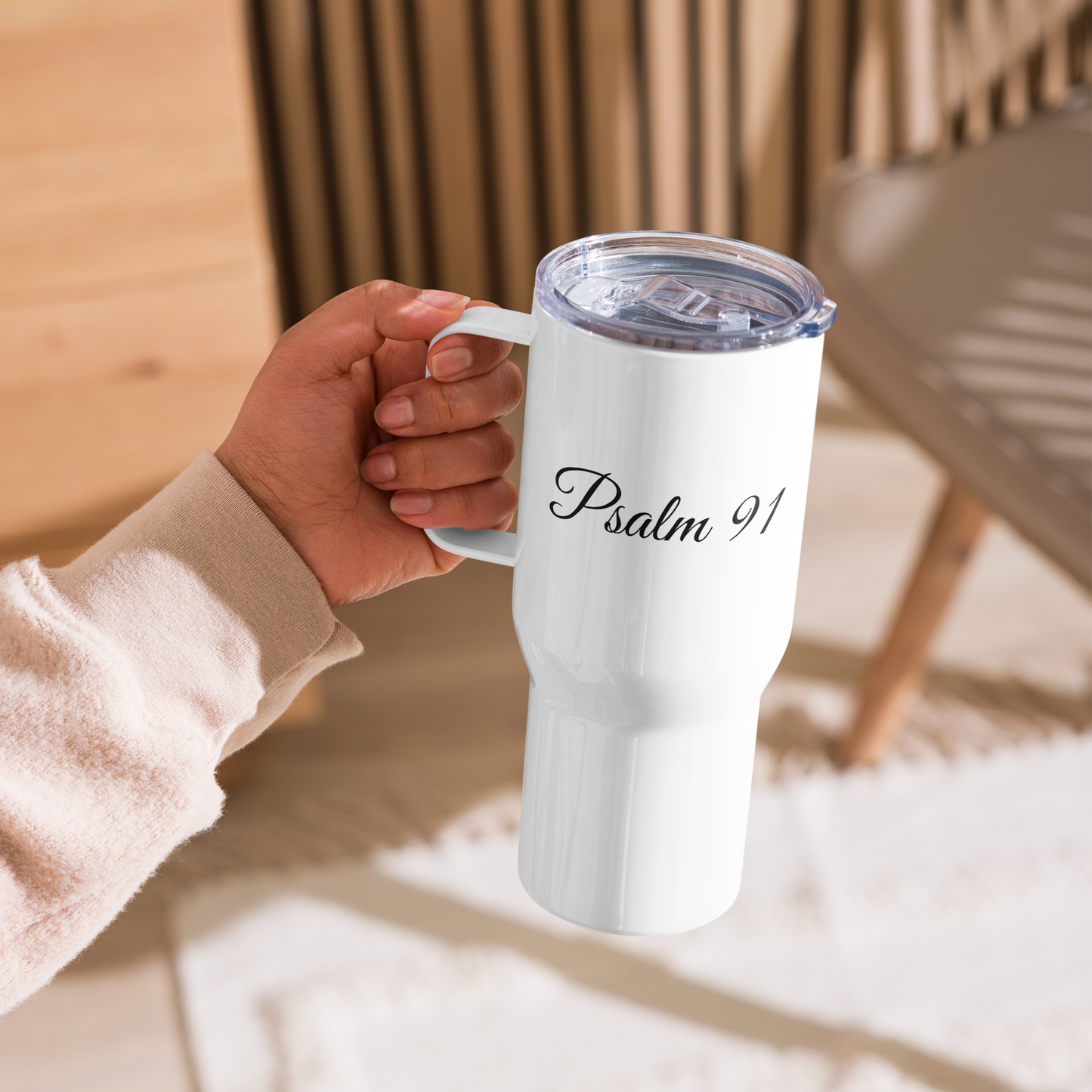 FAITH over FEAR & Psalm 91' 25oz Travel Mug | Stainless Steel Christian Cup | Inspirational Beverage Container