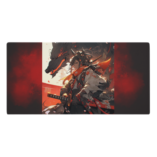 Extended Gaming Mouse Pad: 38"x18" - Anime Female Samurai Artwork - Perfect Grip, Ultra-Smooth Surface for Gamers