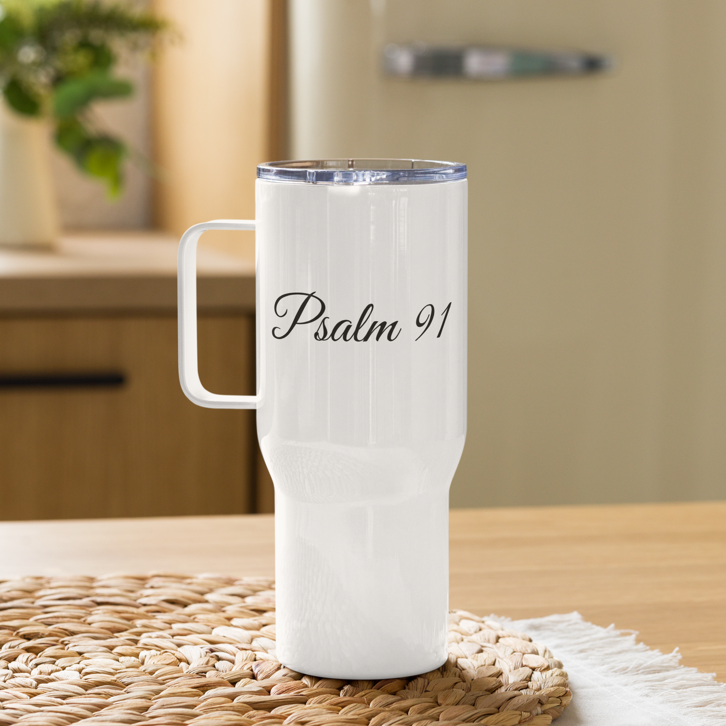 FAITH over FEAR & Psalm 91' 25oz Travel Mug | Stainless Steel Christian Cup | Inspirational Beverage Container