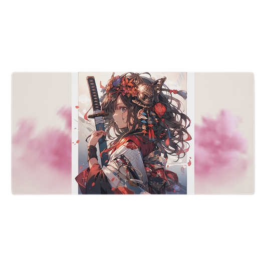 Extended Gaming Mouse Pad: 38"x18" - Anime Art of Geisha Holding Sword - Precision Surface for Gamers