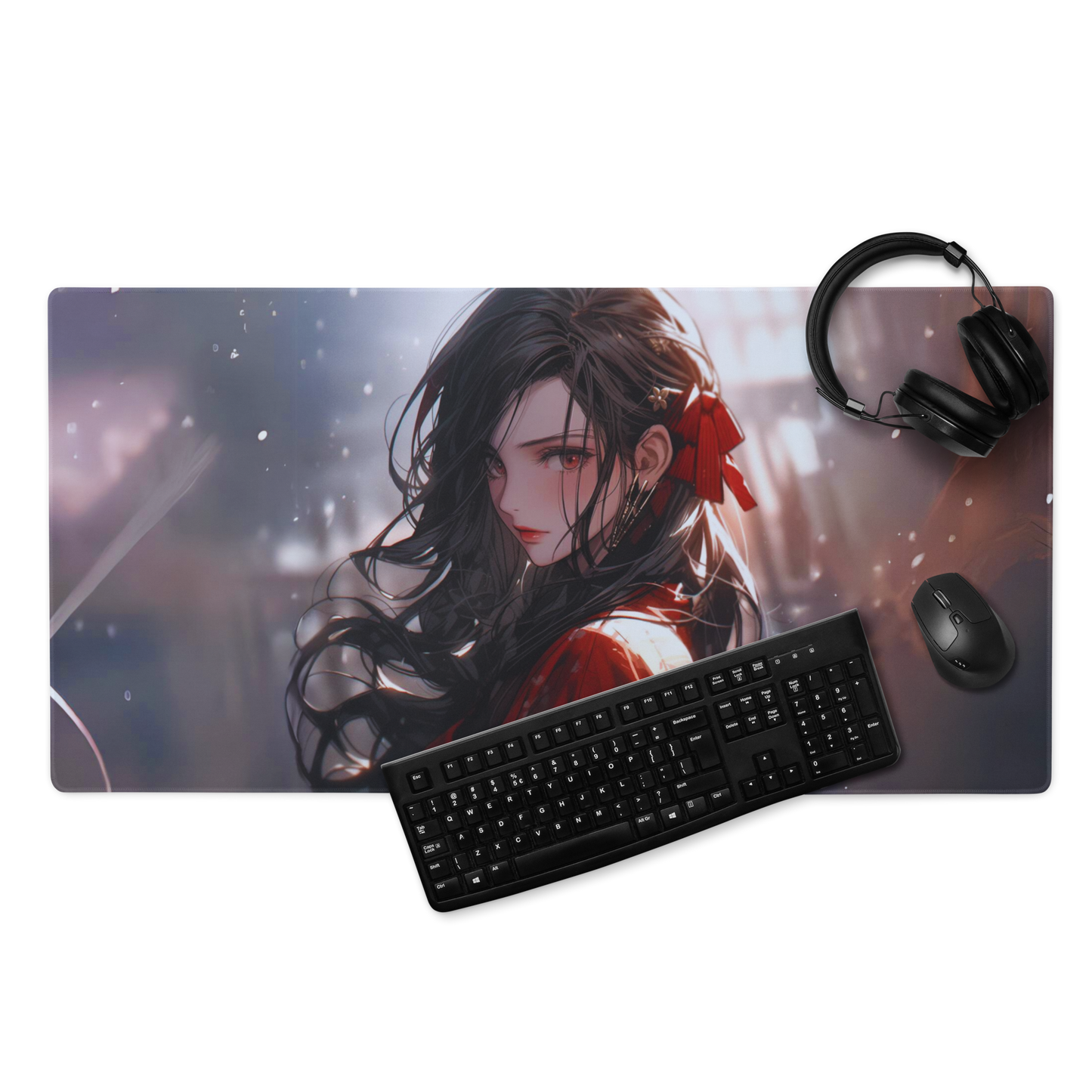 36" × 18" Anime Geisha Gaming Mouse Pad - A Fusion of Gaming Mastery and Anime Beauty