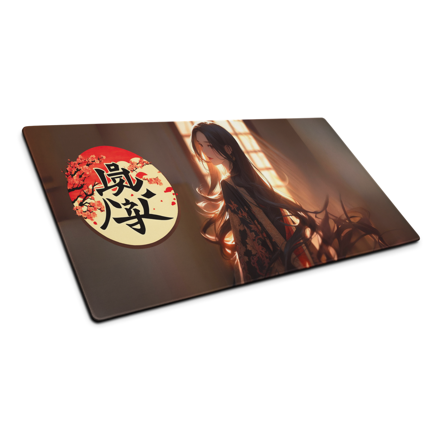 Geisha Anime 36x18 Gaming Mouse Pad with Kanji Love - Large Desk Mat for Gamers