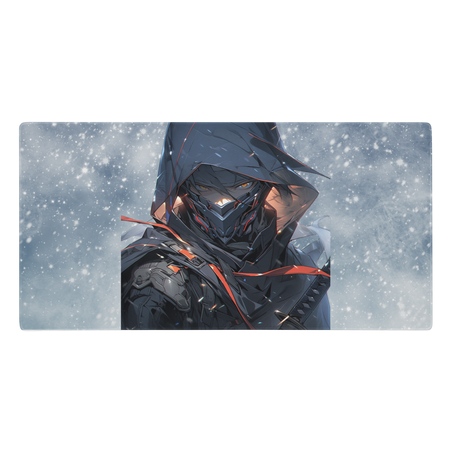 Anime Style 36 × 18  Gaming Mouse Pad - Female Ninja with Stunning Snow Storm Background