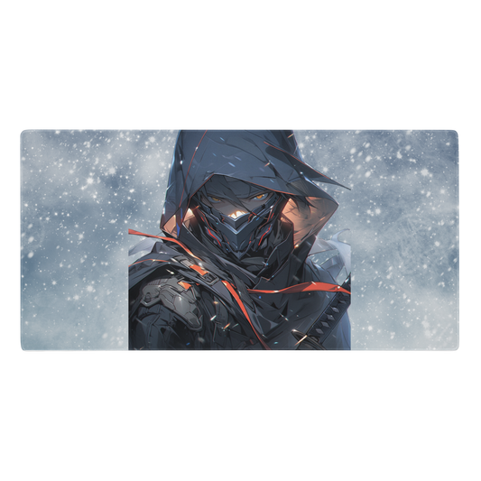 Anime Style 36 × 18  Gaming Mouse Pad - Female Ninja with Stunning Snow Storm Background