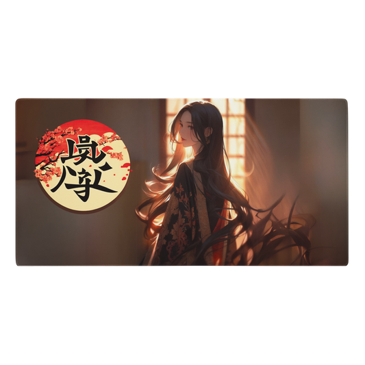 Geisha Anime 36x18 Gaming Mouse Pad with Kanji Love - Large Desk Mat for Gamers