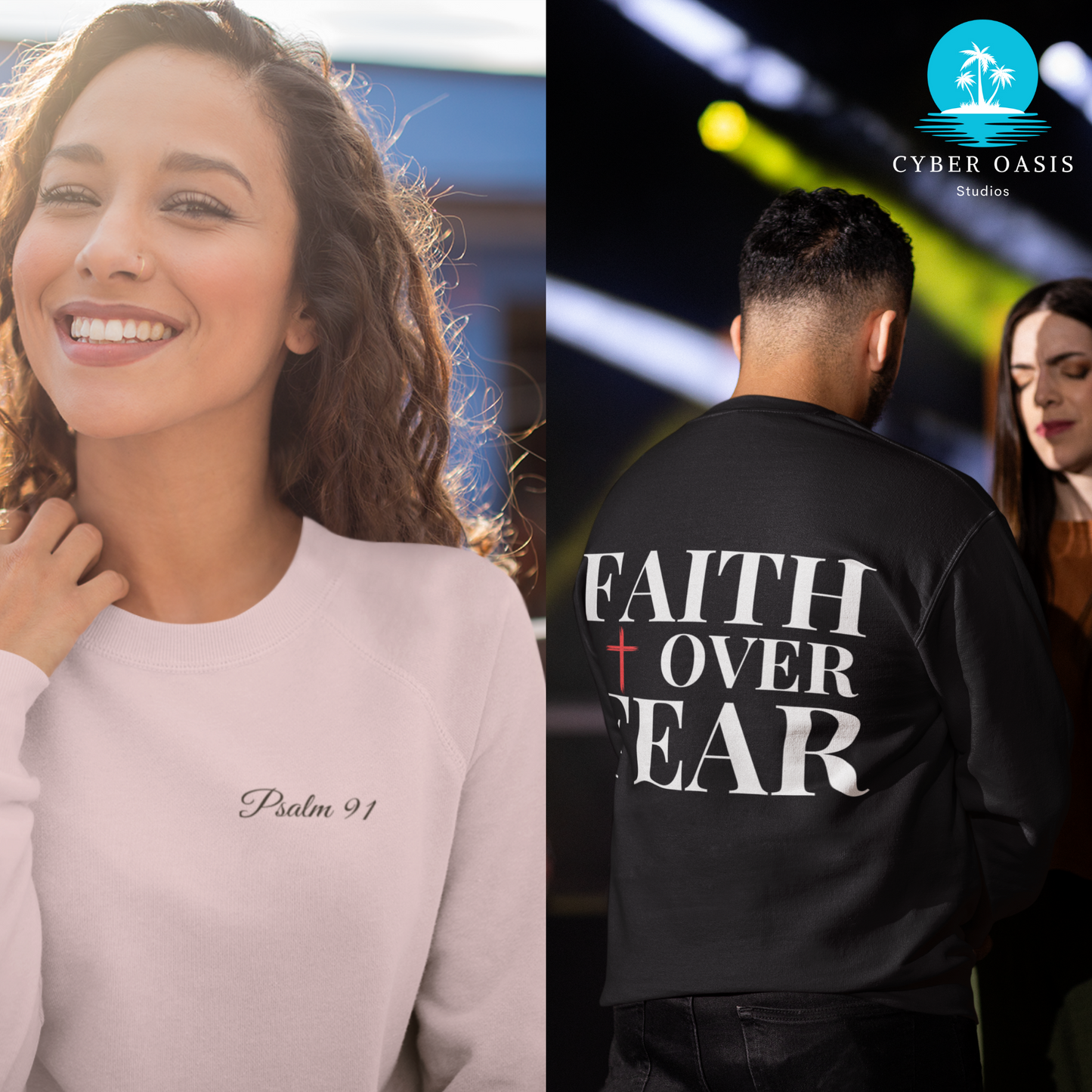 Psalm 91' & 'FAITH over FEAR' Premium Sweatshirt | Unisex Christian Fashion | Inspirational Religious Clothing