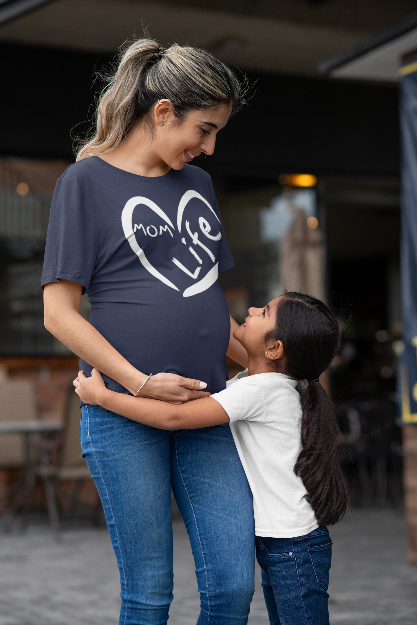 Designer 'Mom Life' Women's Tee: Celebrate Motherhood with Heart ❤️ - Fashion-Forward Statement Tee for Moms