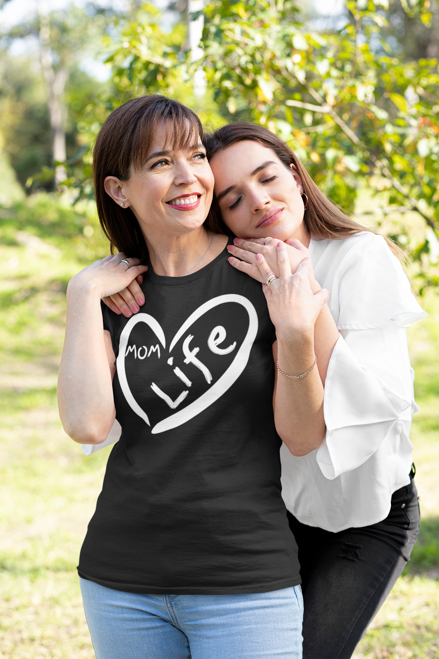 Designer 'Mom Life' Women's Tee: Celebrate Motherhood with Heart ❤️ - Fashion-Forward Statement Tee for Moms