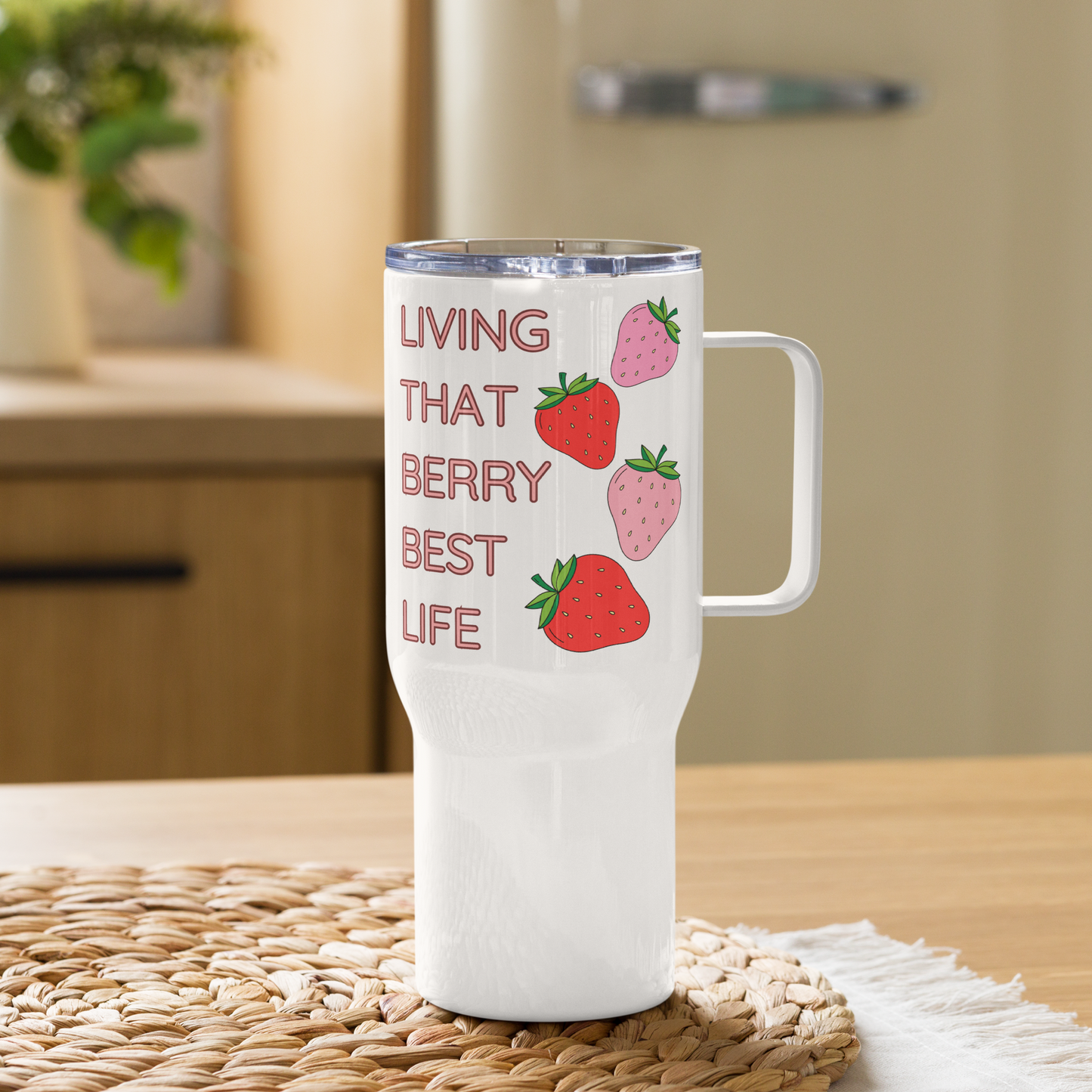 'LIVING THAT BERRY BEST LIFE' - 25oz Stainless Steel Travel Mug | Stylish Berry-Infused Drinkware for On-the-Go Lifestyles