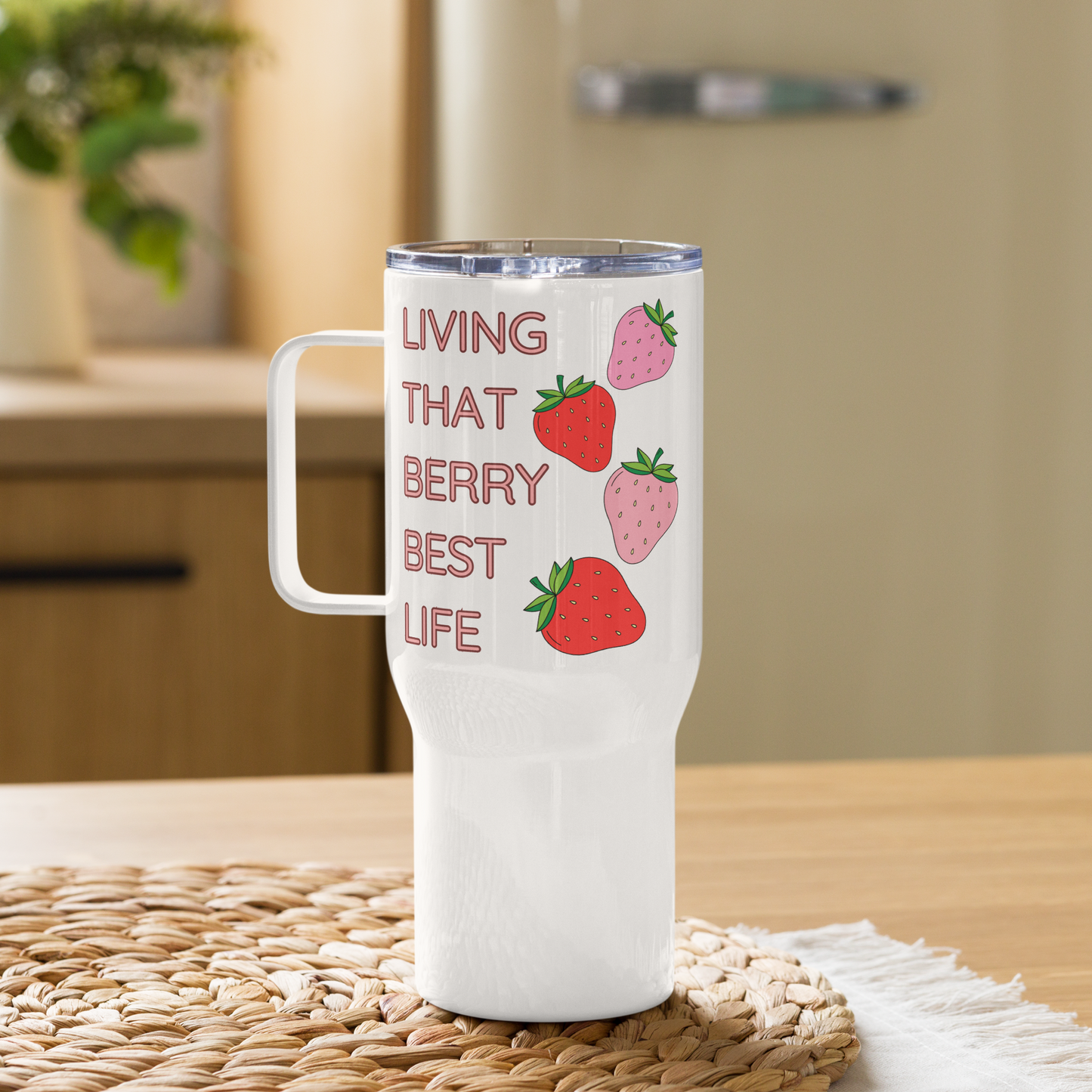 'LIVING THAT BERRY BEST LIFE' - 25oz Stainless Steel Travel Mug | Stylish Berry-Infused Drinkware for On-the-Go Lifestyles