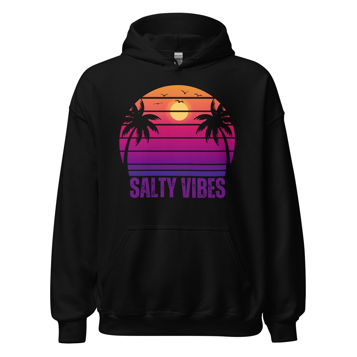 Women's 'SALTY VIBES' Hoodie - Premium Beach Lifestyle Apparel with Sunset Print