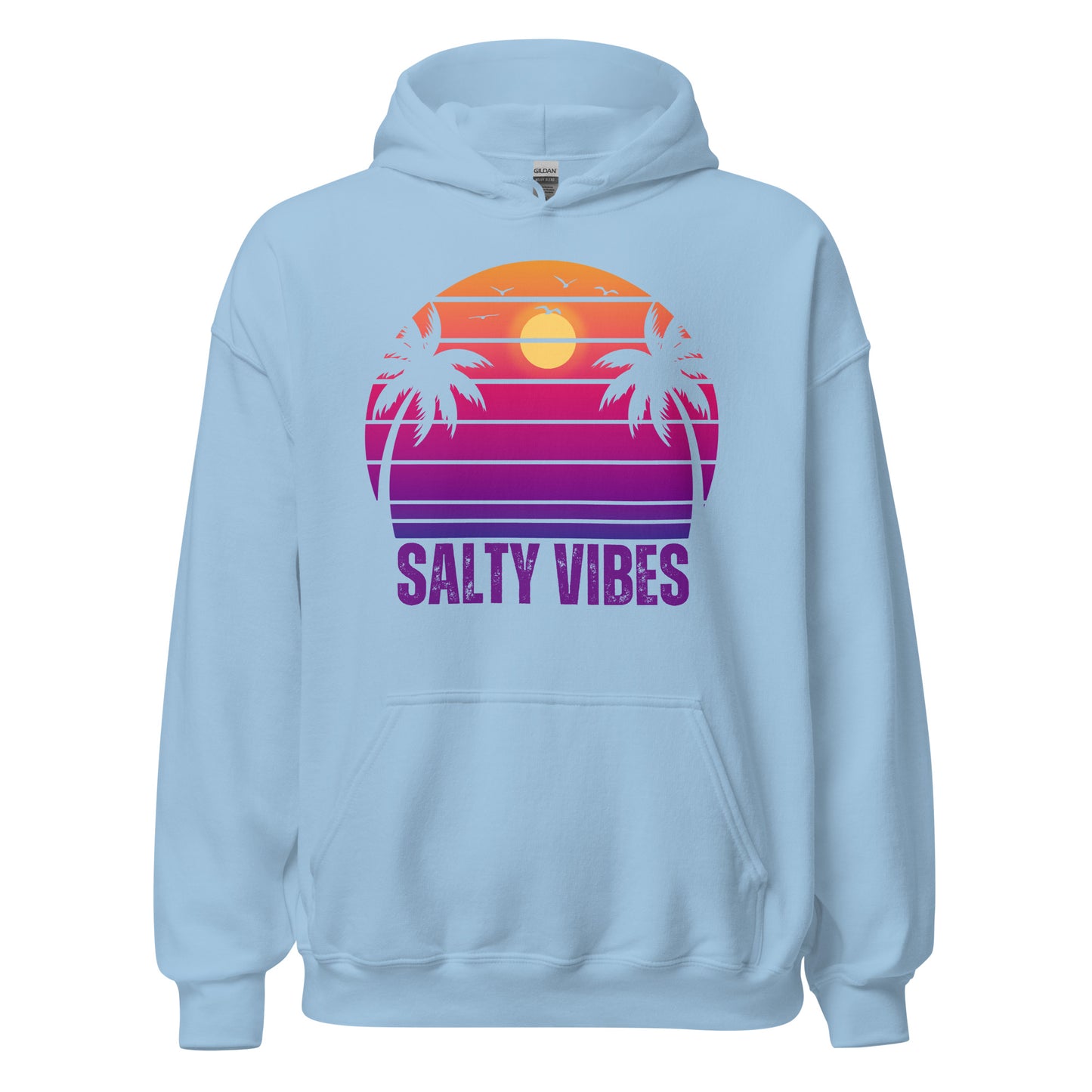 Women's 'SALTY VIBES' Hoodie - Premium Beach Lifestyle Apparel with Sunset Print