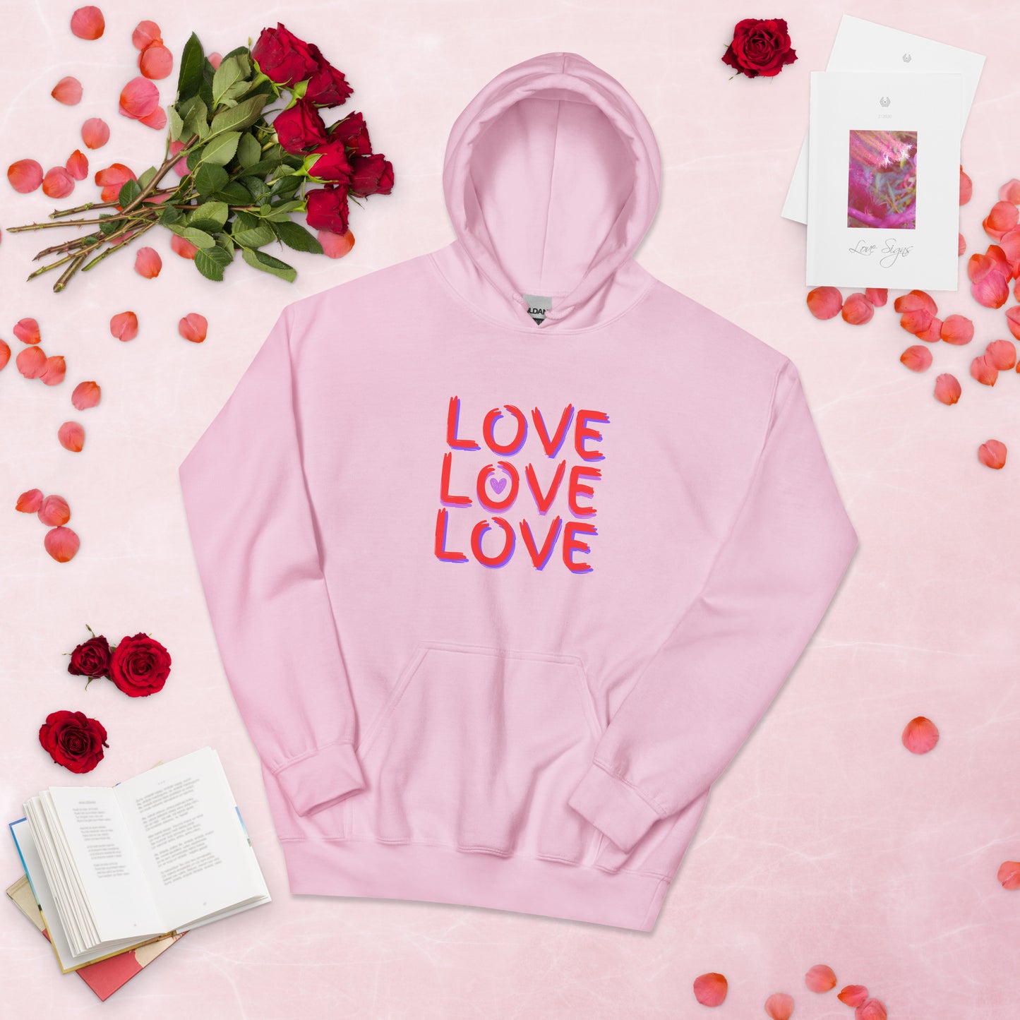 Feel the Love and Stay Cozy: Women's LOVE LOVE LOVE Premium Hoodie