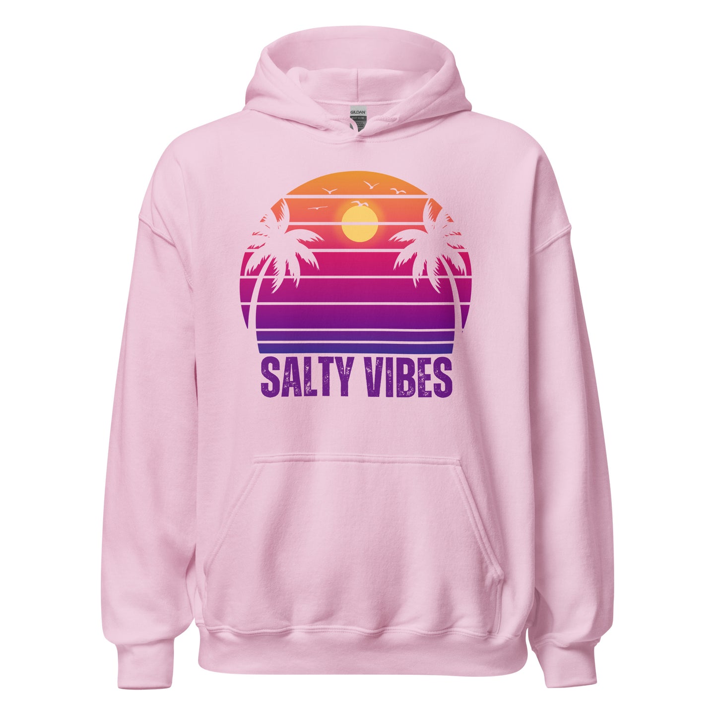 Women's 'SALTY VIBES' Hoodie - Premium Beach Lifestyle Apparel with Sunset Print