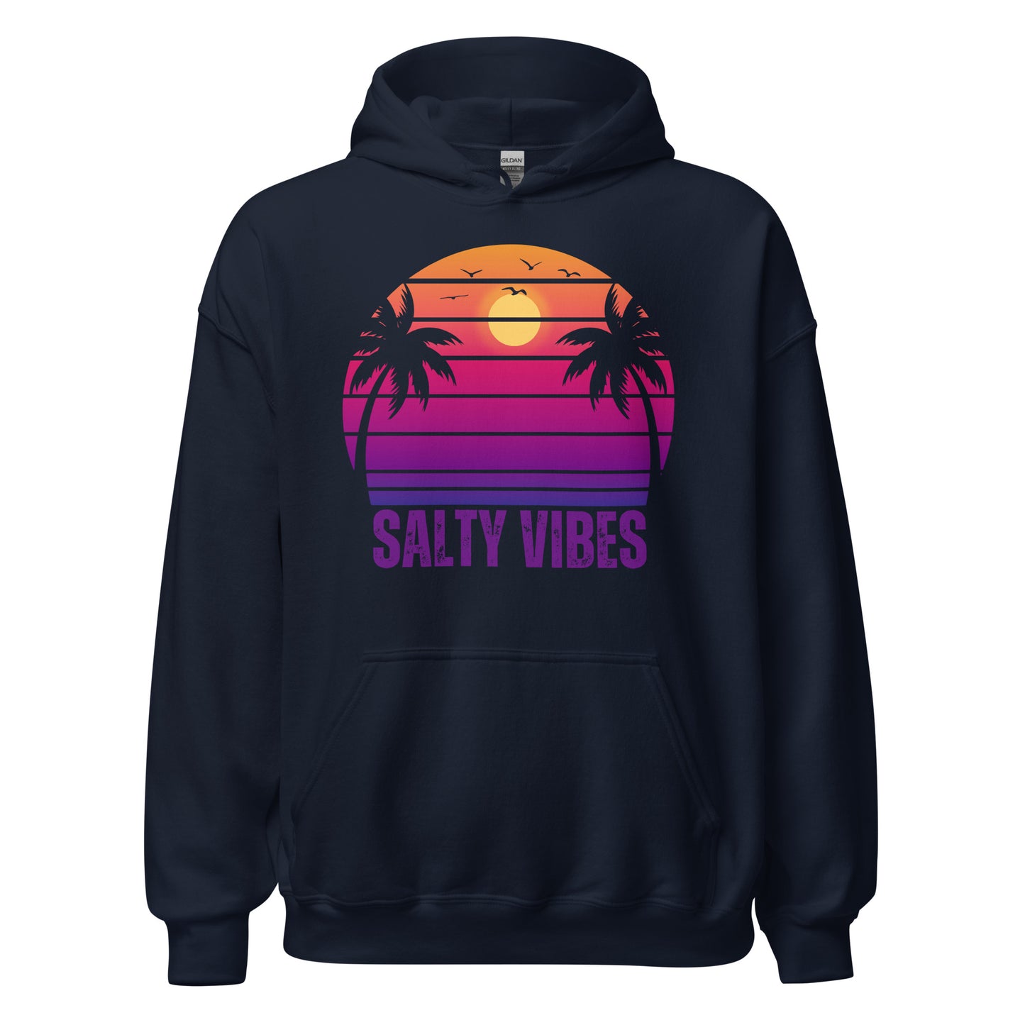 Women's 'SALTY VIBES' Hoodie - Premium Beach Lifestyle Apparel with Sunset Print