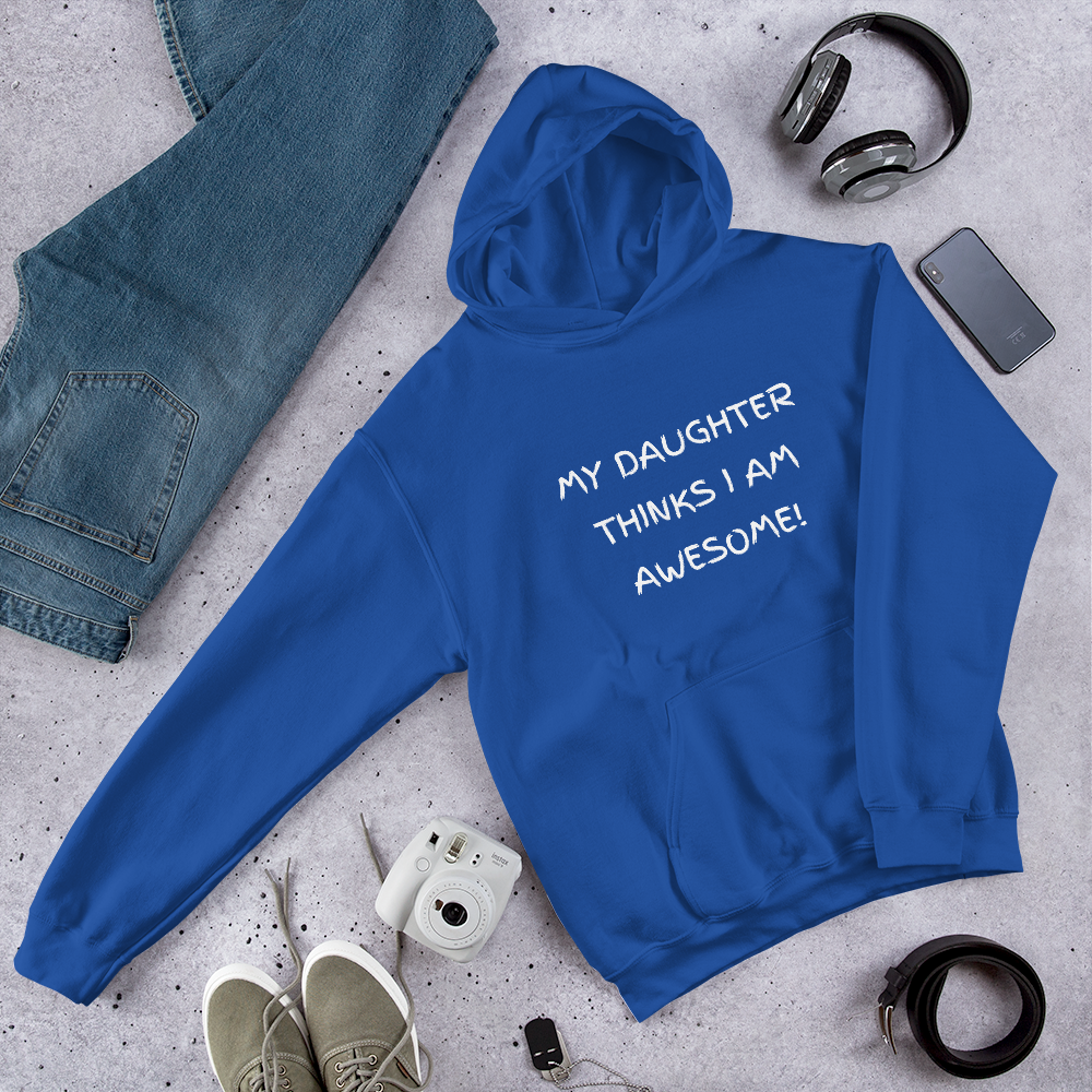 Embrace Fatherhood with Confidence in our 'My Daughter Thinks I AM AWESOME!' Men's Premium Hoodie