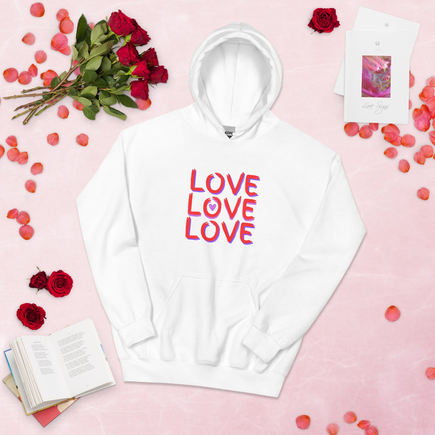 Feel the Love and Stay Cozy: Women's LOVE LOVE LOVE Premium Hoodie