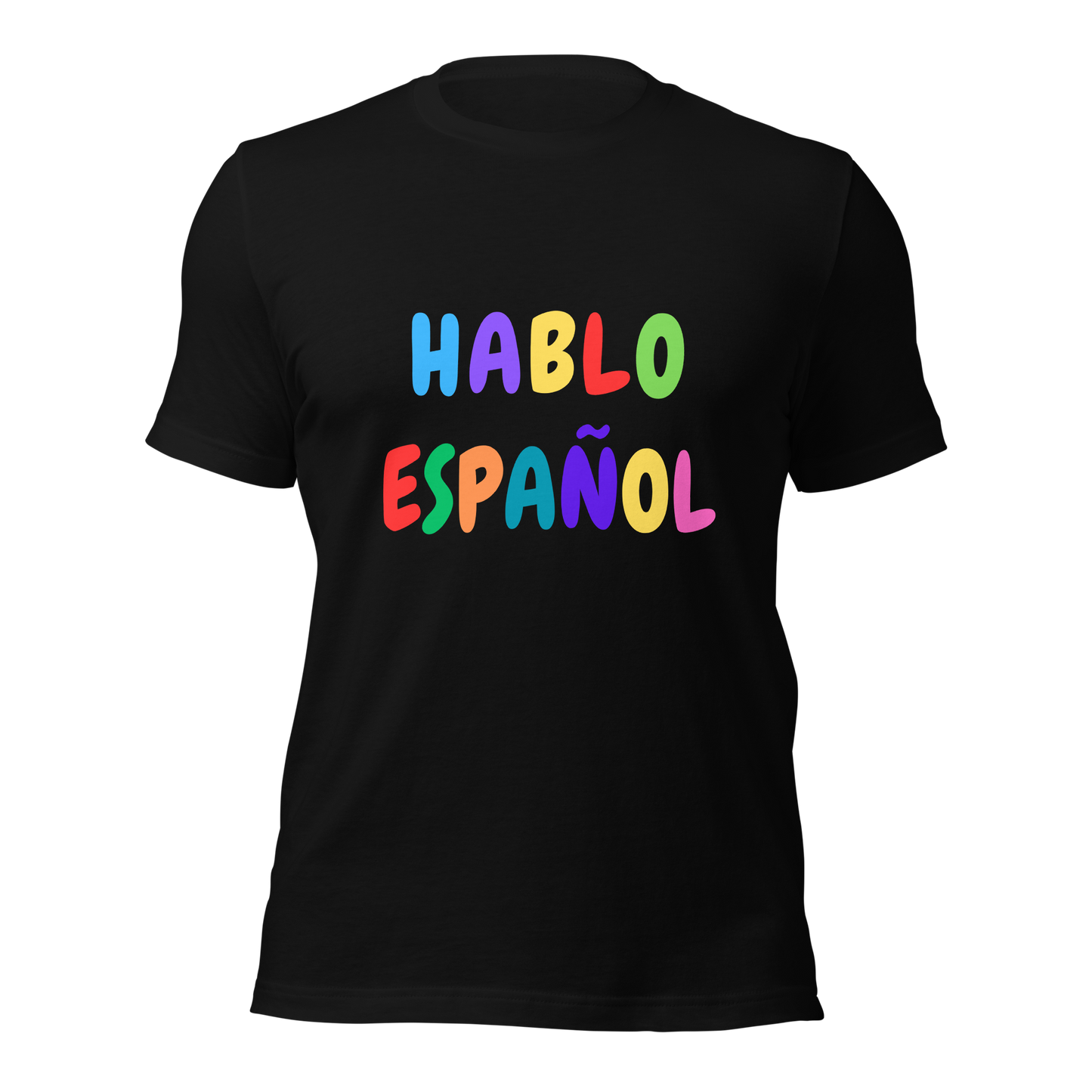 Women's 'HABLO ESPAÑOL' Designer Tee - Colorful Balloon Font | Professional Language Educator Shirt