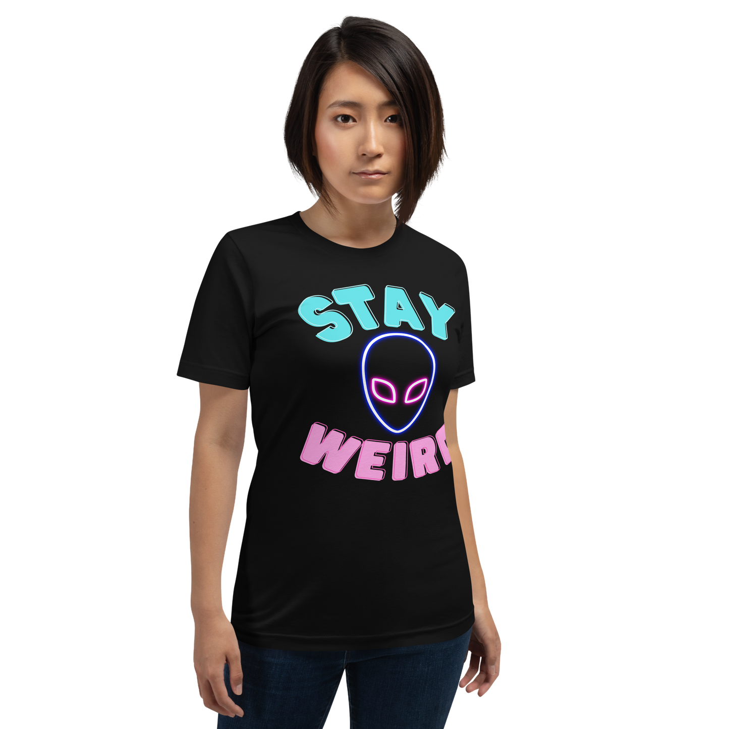 Women's Premium 'Stay Weird' Tee - Extraterrestrial Fashion Statement