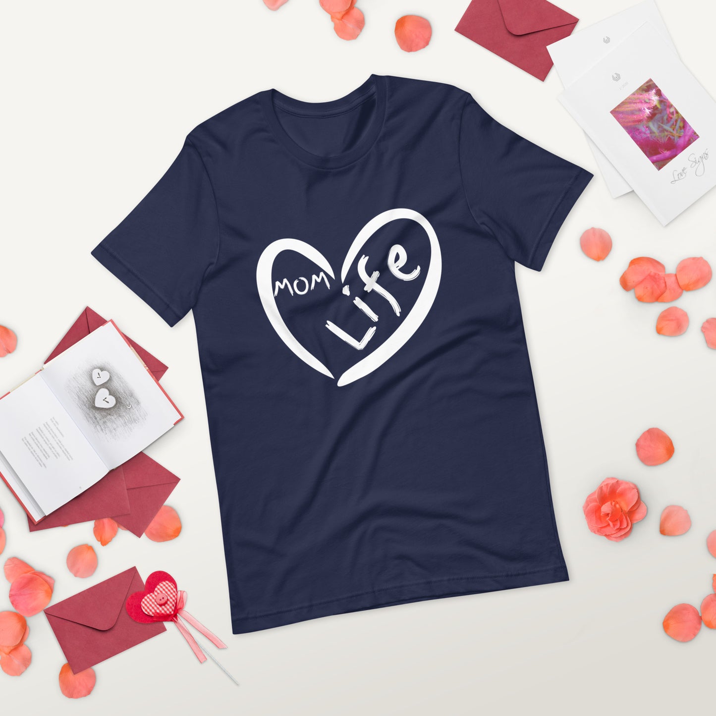 Designer 'Mom Life' Women's Tee: Celebrate Motherhood with Heart ❤️ - Fashion-Forward Statement Tee for Moms