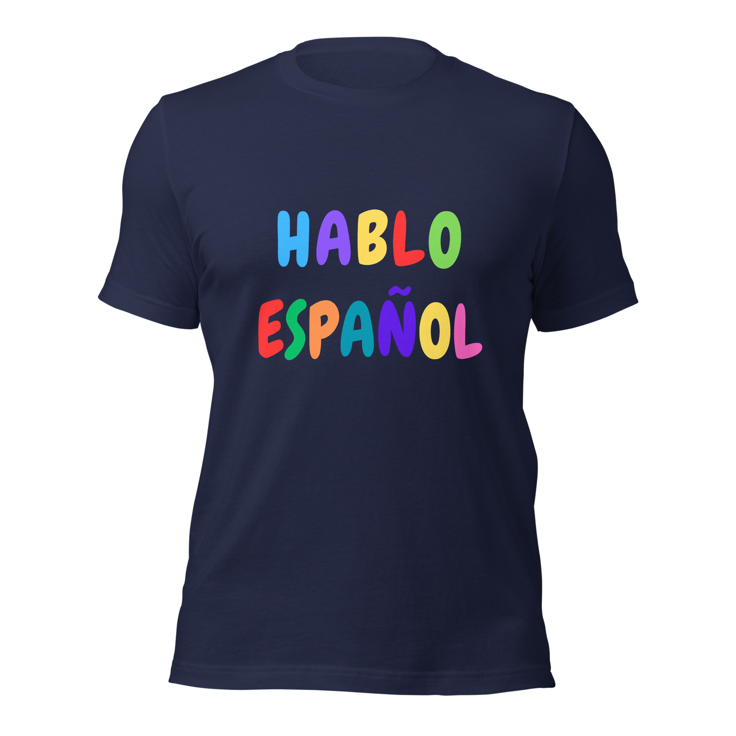 Women's 'HABLO ESPAÑOL' Designer Tee - Colorful Balloon Font | Professional Language Educator Shirt