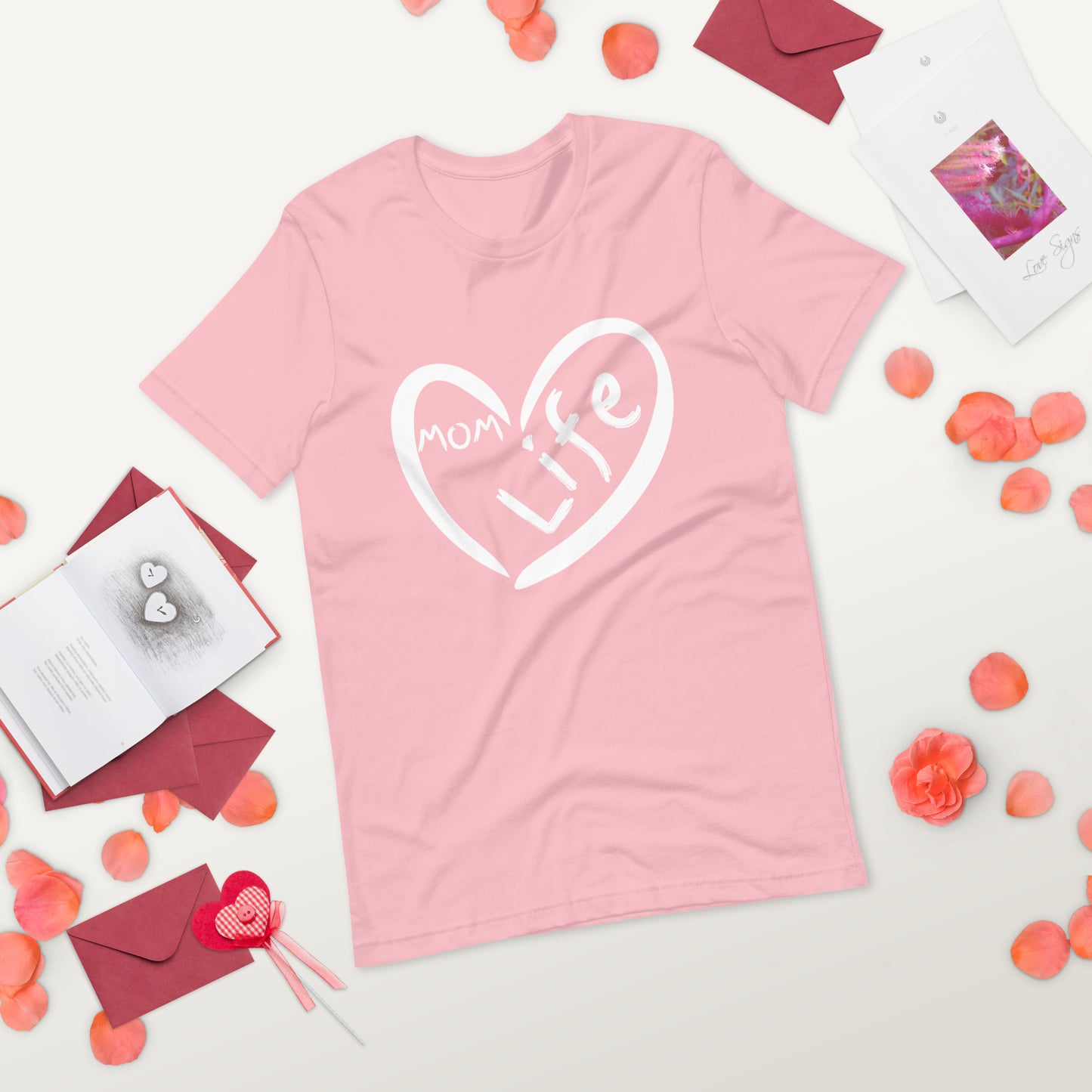 Designer 'Mom Life' Women's Tee: Celebrate Motherhood with Heart ❤️ - Fashion-Forward Statement Tee for Moms