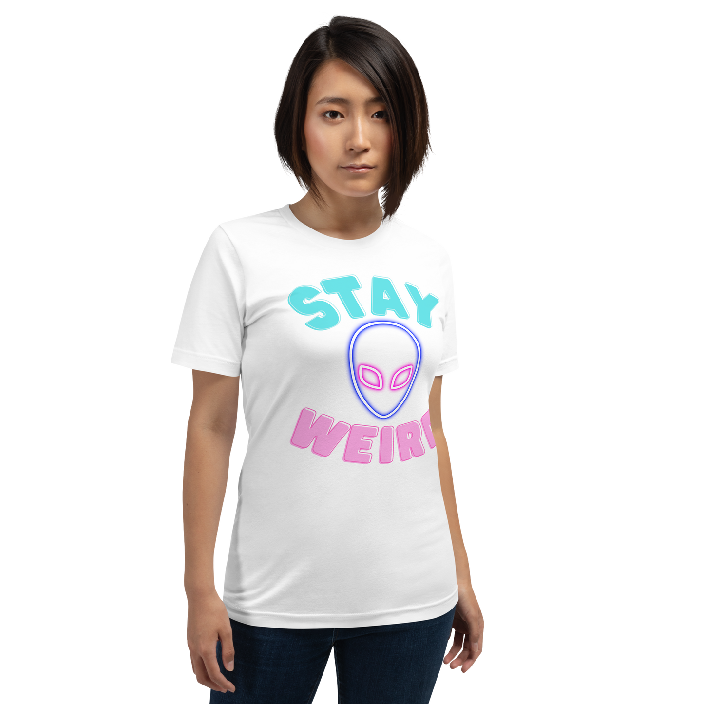 Women's Premium 'Stay Weird' Tee - Extraterrestrial Fashion Statement