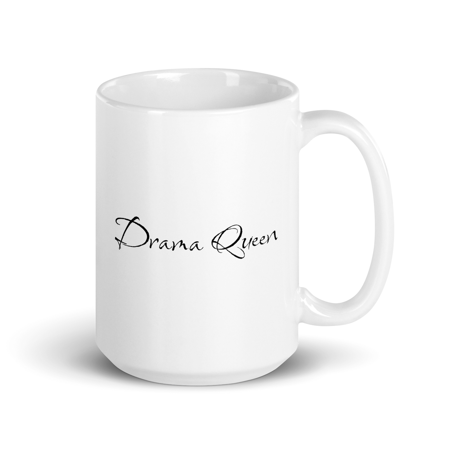 15oz 'Drama Queen' Ceramic Mug | Minimalistic Handwritten Design | Women's Elegant Coffee Cup