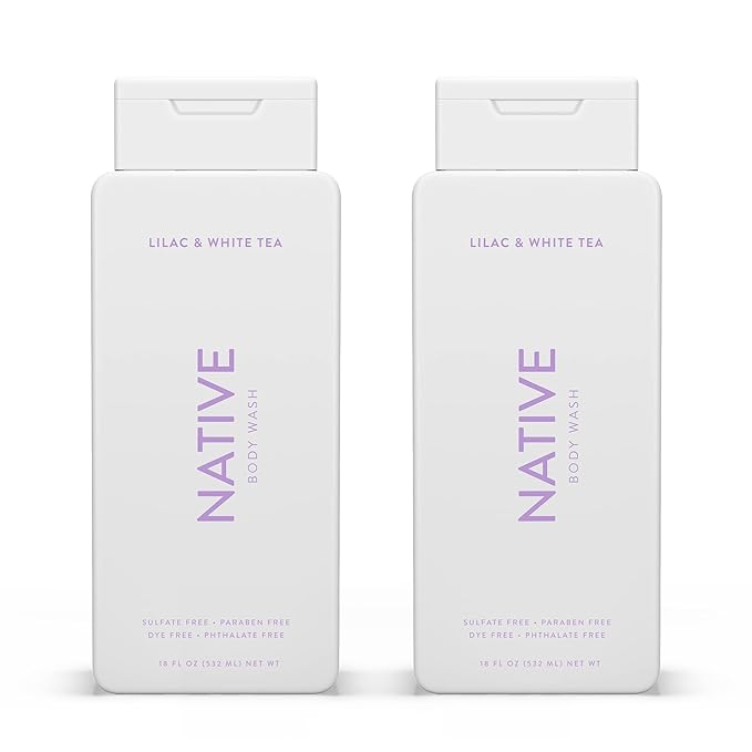 Lilac & White Tea 18 oz - 2 Pack - Native Natural Body Wash for Women and Men.